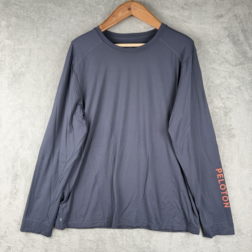 Peloton Performance Shirt Mens XL Navy Blue Long Sleeves Crewneck Workout Bike‎